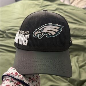 Black and Gray Eagles Superbowl Cap